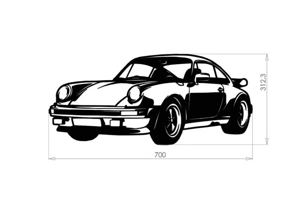 Metalowa dekoracja Porsche 911 z 1975 r. – wymiary