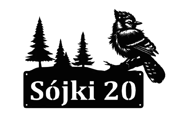 tabliczka adresowa z sójką